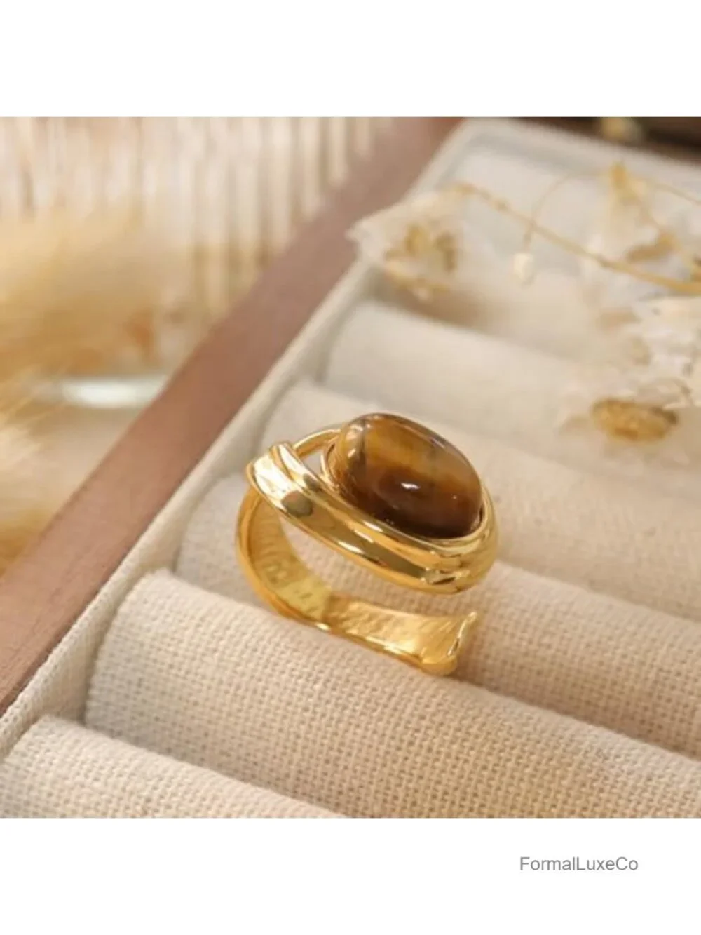 Chunky Gold Statement Dome Ring for Women, 18k Gold Plated Stainless Steel,